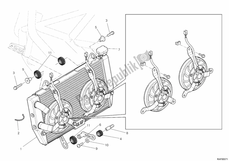 Alle onderdelen voor de Waterkoeler van de Ducati Multistrada 1200 S ABS 2010
